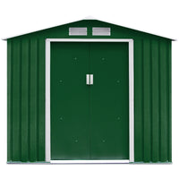 Box Casetta da giardino per gli attrezzi 213x127x185cm in lamiera d'acciaio Verde-Casette da giardino