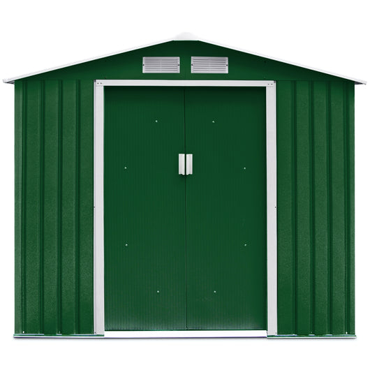 Box Casetta da giardino per gli attrezzi 213x127x185cm in lamiera d'acciaio Verde-Casette da giardino