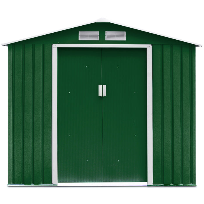 Box Casetta da giardino per gli attrezzi 213x127x185cm in lamiera d'acciaio Verde-Casette da giardino