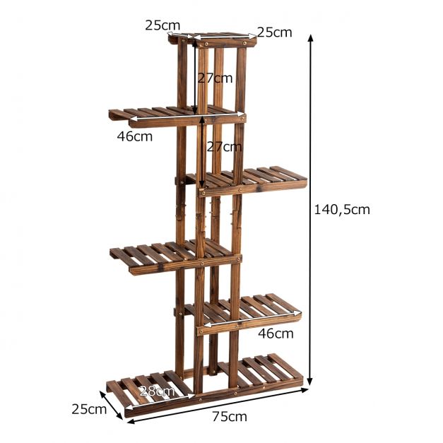 Portafiori in legno a 6 livelli 75 x 25 x 140 cm decoro porta piante 20_0008559