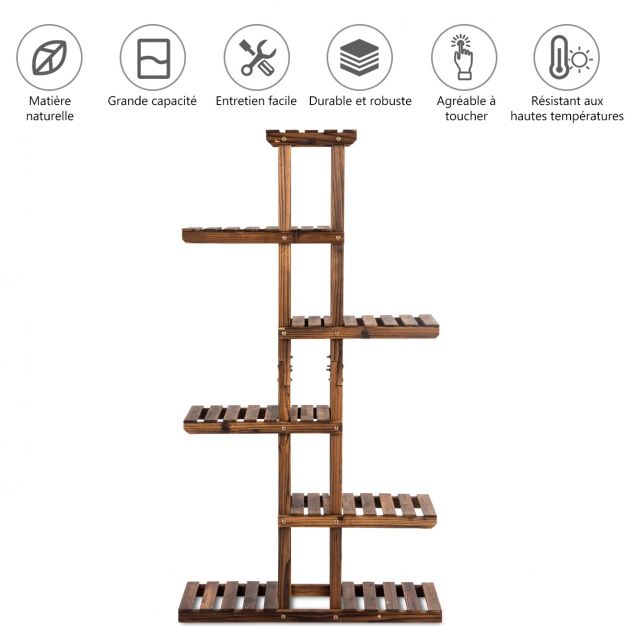 Portafiori in legno a 6 livelli 75 x 25 x 140 cm decoro porta piante 20_0008559