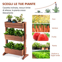 Fioriera di legno con 3 livelli per interno ed esterno, Scaffale multilivello regolabile per piante Marrone-Fioriere