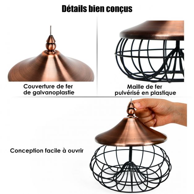 Mangiatoia per uccelli Dispenser di cibo per uccelli selvatici da appendere all'aperto per palline di grasso 20_0006281