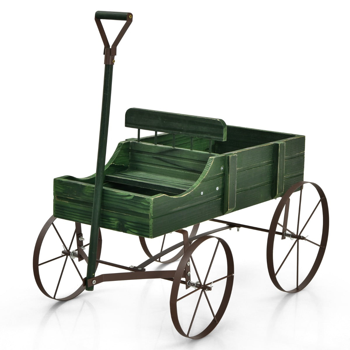 Carriola decorativa in legno 62 x 34 x 60 cm 2 pratici scomparti stile rustico legno di abete verde 20_0020142