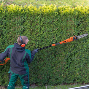 Sega elettrica estensibile multi angolo 212-186 cm, Motosega telescopica da giardino 750W 11 m/s Arancione-Attrezzi da giardino