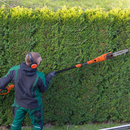 Sega elettrica estensibile multi angolo 212-186 cm, Motosega telescopica da giardino 750W 11 m/s Arancione-Attrezzi da giardino