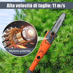Sega elettrica estensibile multi angolo 212-186 cm, Motosega telescopica da giardino 750W 11 m/s Arancione-Attrezzi da giardino