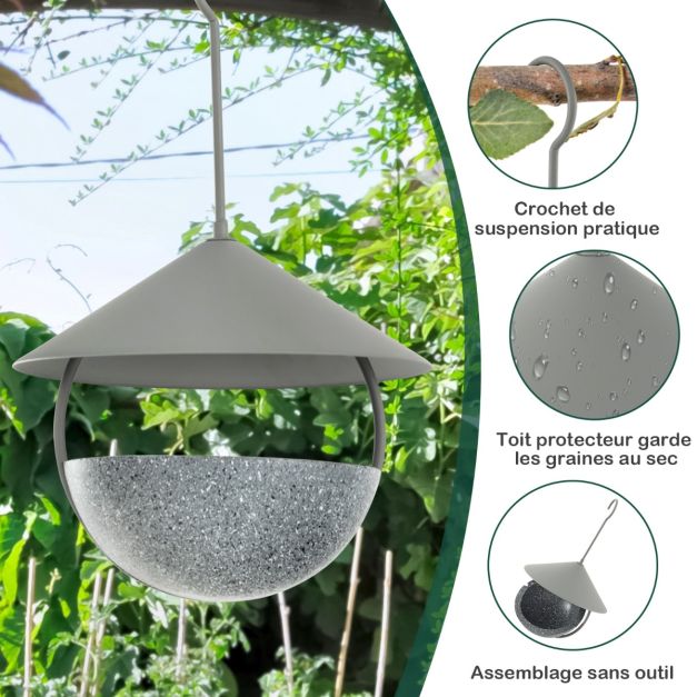 Mangiatoia per uccelli da appendere Abbeveratoio e vasca per uccelli da 270 ml con gancio a cupola resistente alle intemperie e ciotola per l'acqua 20_0008844