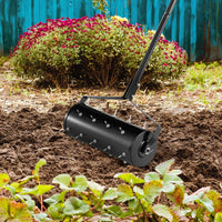 Aeratore per prato 45cm, Attrezzo pesante per cura del prato con manico in metallo da 130cm Nero-Attrezzi da giardino