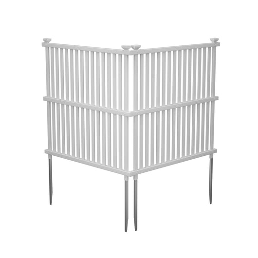 Pannello fencing per condizionatore d'aria, Schermo con pali in metallo per fissaggio a terra Bianco-Decorazioni da giardino