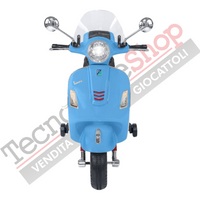 Moto Elettrica Piaggio Vespa GTS Super 12V con Bauletto e Parabrezza-Celeste