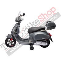 Moto Elettrica Piaggio Vespa GTS Super 12V con Bauletto e Parabrezza-Grigio