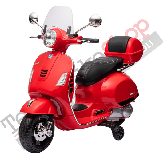 Moto Elettrica Piaggio Vespa GTS Super 12V con Bauletto e Parabrezza-Rosso