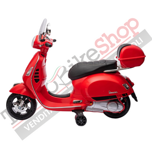 Moto Elettrica Piaggio Vespa GTS Super 12V con Bauletto e Parabrezza-Rosso
