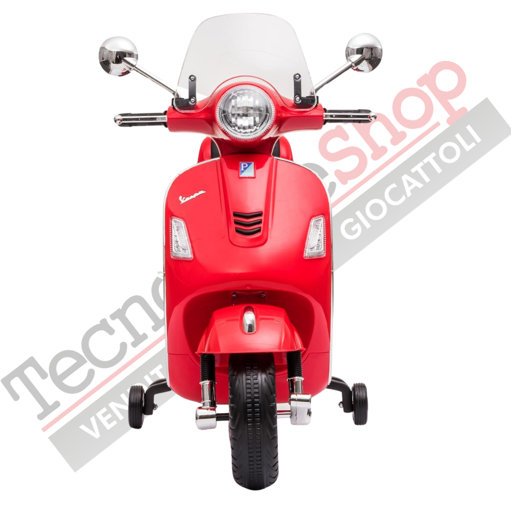 Moto Elettrica Piaggio Vespa GTS Super 12V con Bauletto e Parabrezza-Rosso