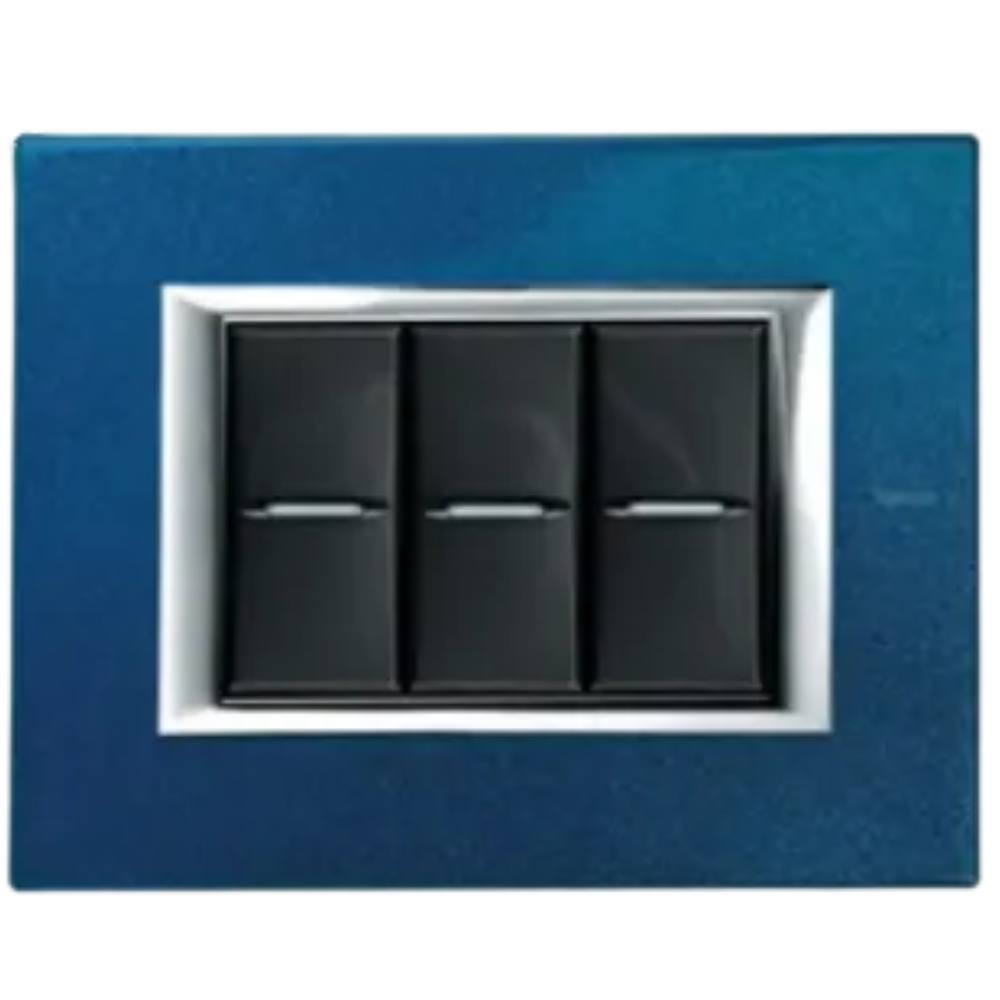 Bticino axolute placca rettangolare 3 moduli blu meissen in metallo