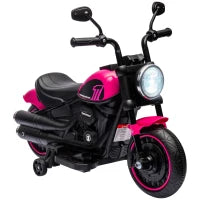 Moto Elettrica per Bambini 18-36 Mesi con Rotelle e Fanale, 76x42x57 cm, Rosa e Nero
