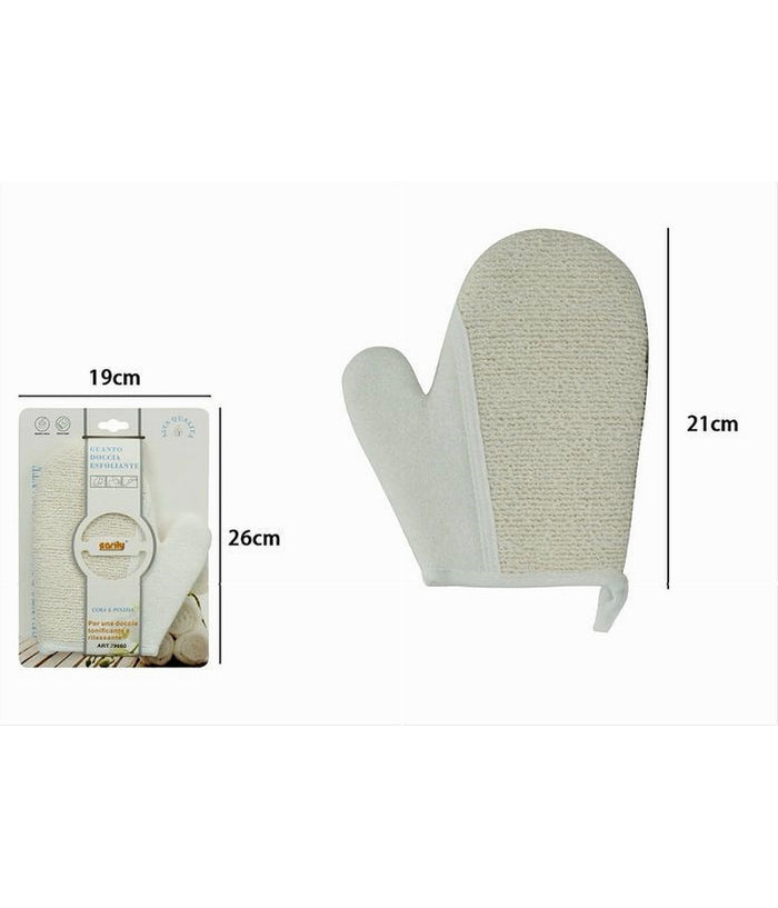 Guanto Doccia Bagno Esfoliante Cura Pulizia Della Pelle Corpo 21 Cm Bianco 79660         