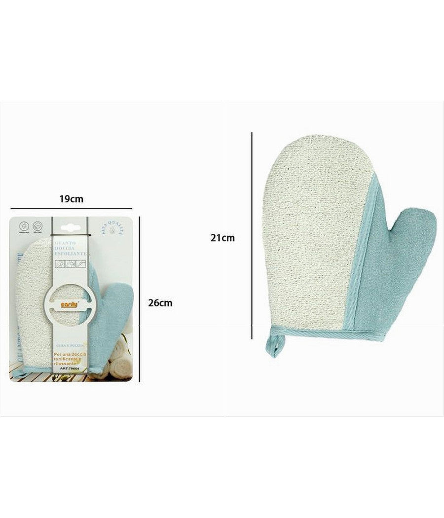 Guanto Doccia Bagno Esfoliante Per Cura Pulizia Pelle Corpo 21 Cm Azzurro 79664         
