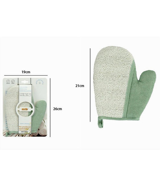 Guanto Doccia Bagno Esfoliante Per La Cura Pulizia Pelle Corpo 21cm Verde 79662         