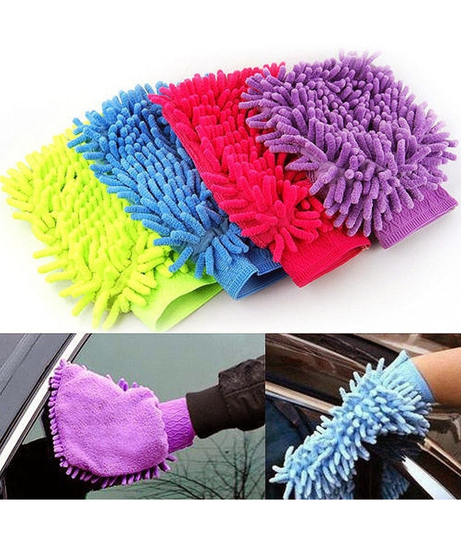 Guanto Microfibra Pulizia Lavaggio Auto Cucina Bagno Ufficio Casa Polvere Lucida         