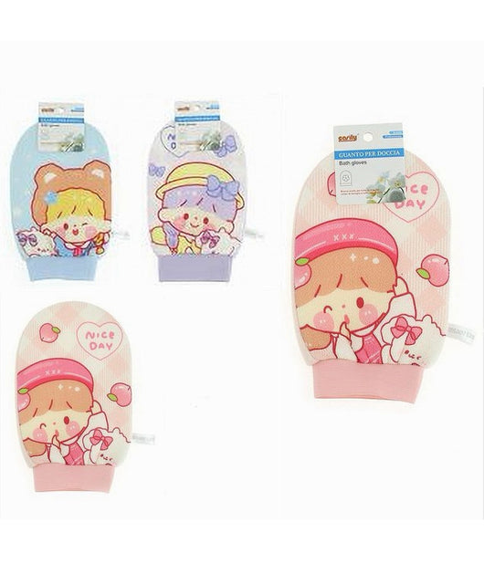 Guanto Per Doccia Bagno Spugna Esfoliante Cura Pelle Corpo Fantasia Bimba 10744         