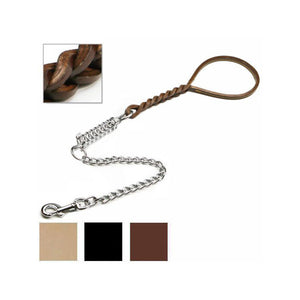 Guinzaglio Cani Cuoio Trecciato Molla Cm 50