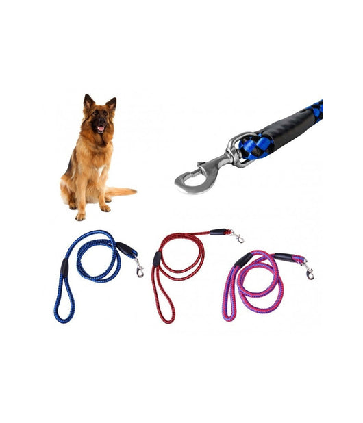 Guinzaglio Corto 120 Cm Corda Intrecciata Con Moschettone Media Grande Taglia         