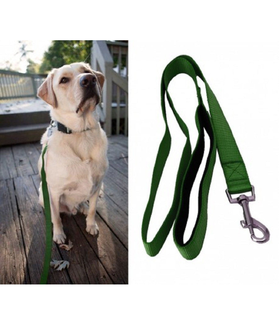 Guinzaglio Corto Per Cane Cani In Nylon 120cm Verde Militare Con Moschettone         