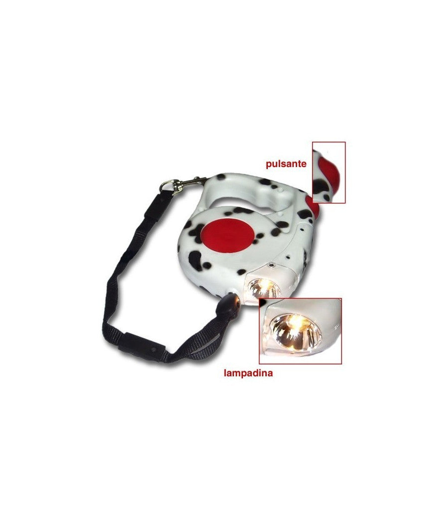 Guinzaglio Estendibile Maculato 4,5 Mt Con Torcia Per Cani Di Tutte Le Taglie         
