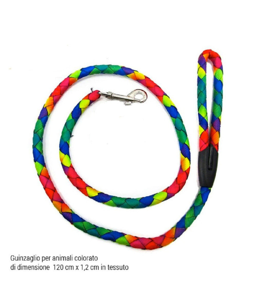 Guinzaglio Per Animali Cani Cane 1,2x120 Cm In Tessuto Gancio Acciaio Multicolor         