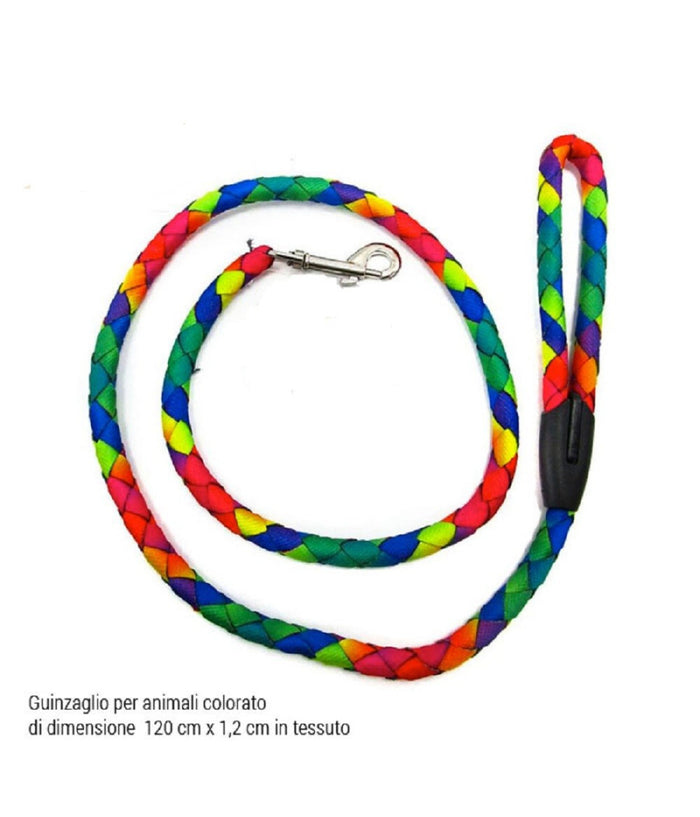 Guinzaglio Per Animali Cani Cane 1,2x120 Cm In Tessuto Gancio Acciaio Multicolor         