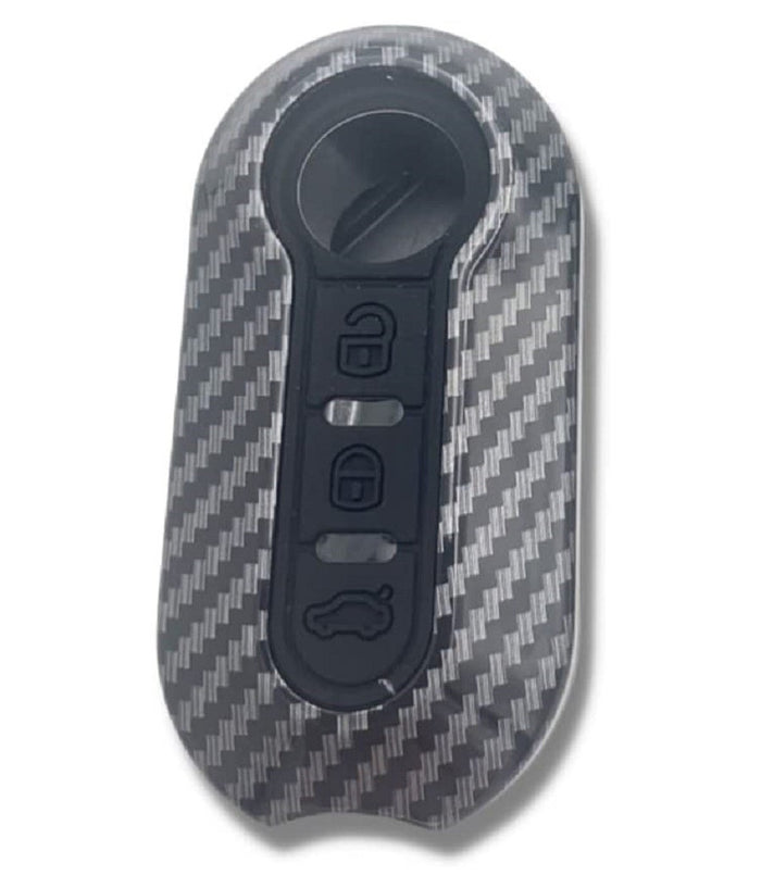 Guscio Chiave In Carbonio Con Pad 3 Tasti Cover Con Portachiavi Per Fiat Lancia         