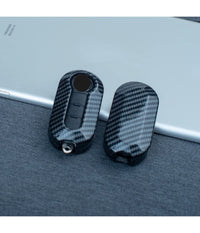 Guscio Chiave In Carbonio Con Pad 3 Tasti Cover Con Portachiavi Per Fiat Lancia         