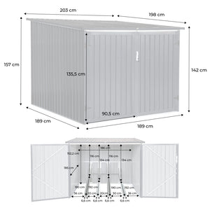 Capanno per biciclette in acciaio zincato con kit di ancoraggio, 4