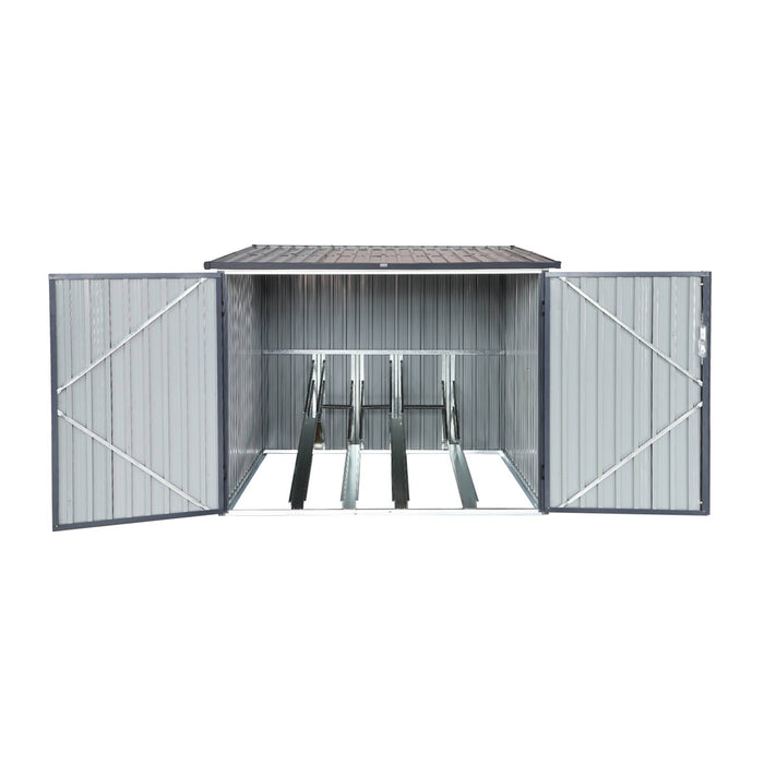 Capanno per biciclette in acciaio zincato con kit di ancoraggio, 4