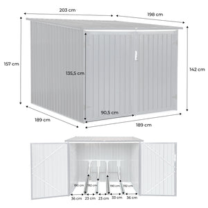 Capanno per biciclette in acciaio zincato con kit di ancoraggio - 4