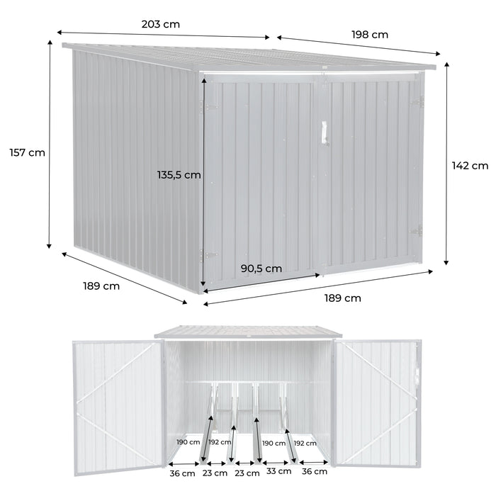 Capanno per biciclette in acciaio zincato con kit di ancoraggio - 4