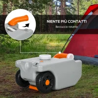 Serbatoio per Acqua da Campeggio 22L con Ruote e Maniglia e Beccuccio Girevole, Grigio