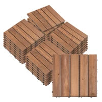 Piastrelle per Esterni Pavimento in Legno, Set 27 Pezzi Montaggio a Incastro, 30x30x2.5cm