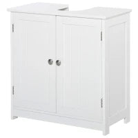 kleankin Mobile Sottolavabo a 2 Ante con Ripiano Regolabile e Intaglio a U, 60x30x60 cm, Bianco