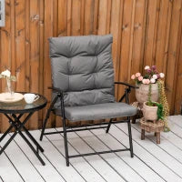 Sedia da Campeggio Pieghevole e Reclinabile con Cuscino Rimovibile, in Metallo e Tessuto, Grigio