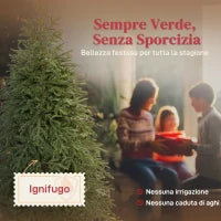 Albero di Natale Artificiale da 180 cm e Ignifugo con 1814 Rami Realistici, Base in Metallo Pieghevole