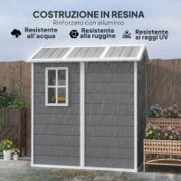 Casetta da Giardino in Resina con Pavimento, Porta con Blocco e Finestra, 1.3 x 1.8 m, Grigio