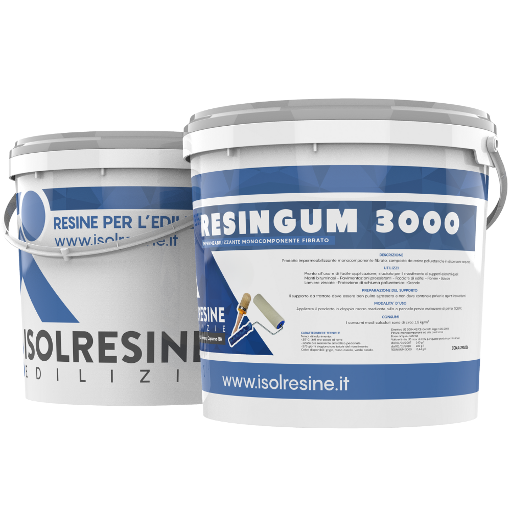 Resingum 3000 grigia impermeabilizzante fibrato monocomponente *** formato 15 kg, confezione 1