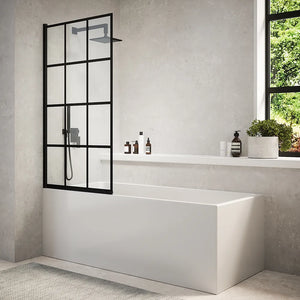 Parete sopravasca girevole 80 cm vetro stampato nero | Gyda