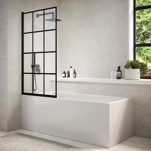 Parete sopravasca girevole 80 cm vetro stampato nero | Gyda