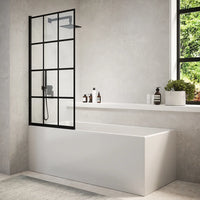 Parete sopravasca girevole 100 cm vetro stampato nero | Gyda