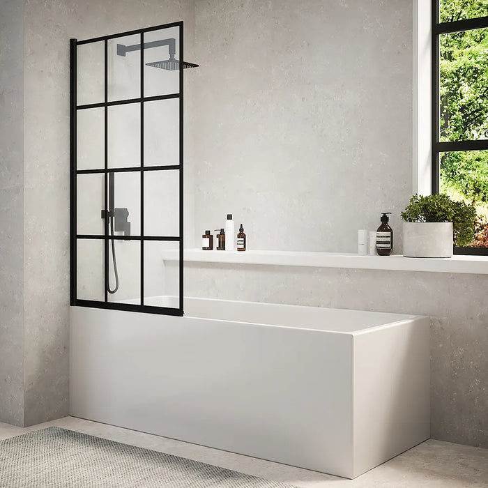 Parete sopravasca girevole 100 cm vetro stampato nero | Gyda