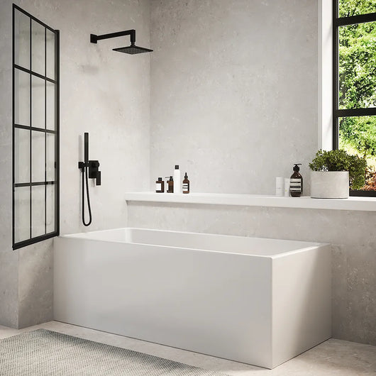 Parete sopravasca girevole 100 cm vetro stampato nero | Gyda